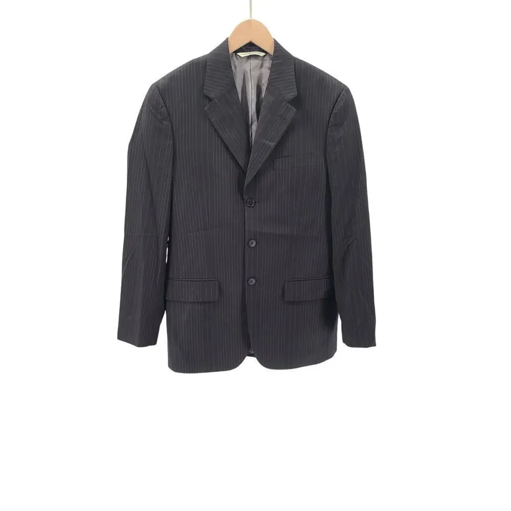 Perry Ellis Vintage Anniversay Collection pinstripe 3 button jacket Size 38 Blk